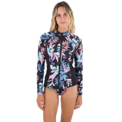 HURLEY Lost Paradise Long Sleeve Full Zip Rashguard